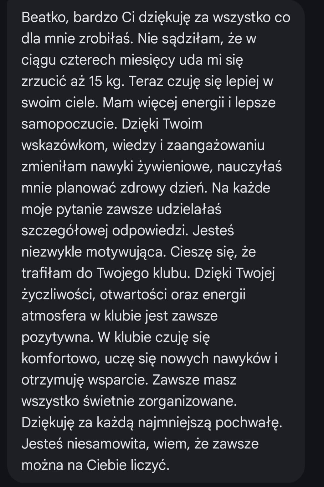 Opinia WhatsApp -15kg